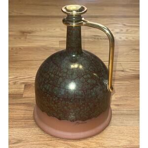 Mid Century Yapacunchi Montesinos Ecuadorian Green Glaze Vase Terracotta 10”